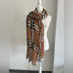 Plaid Tan and Black Scarf